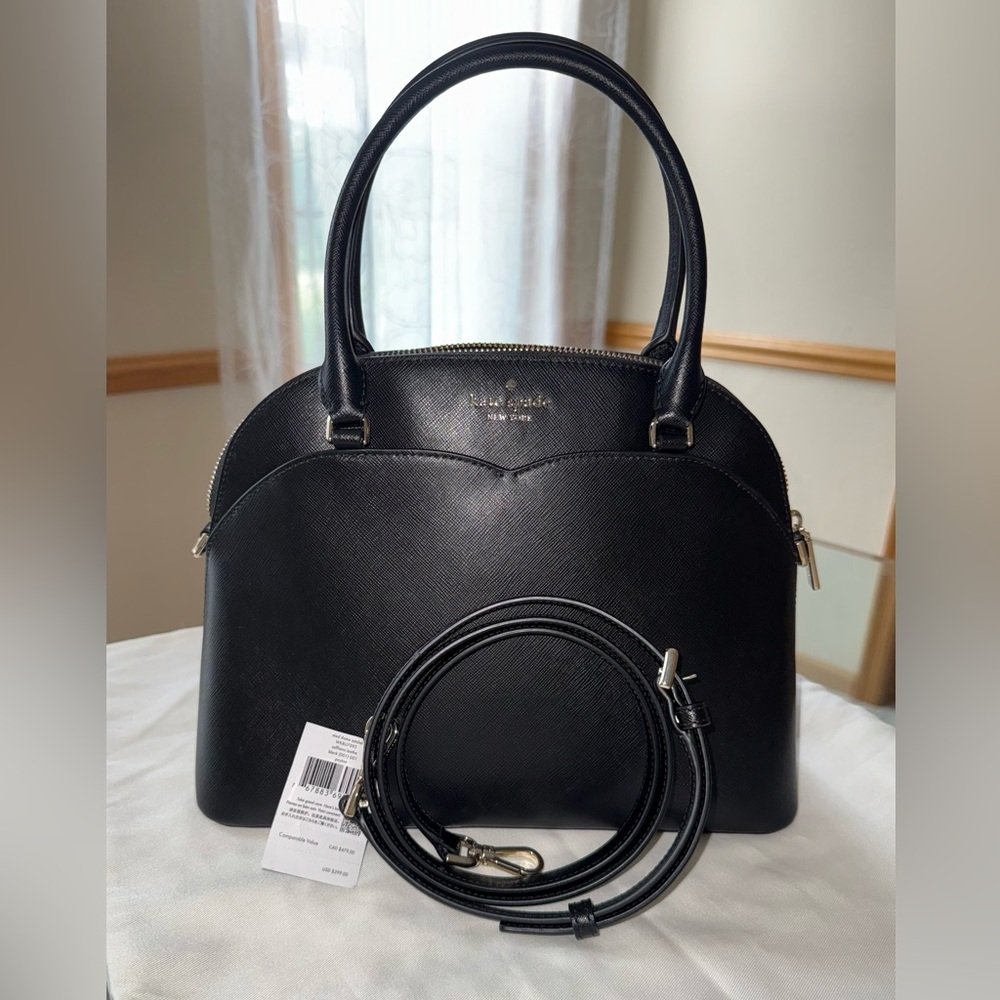 Kate Spade Payton Medium Dome Satchel Crossbody, Black